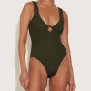 Hunza G V Neck-Celine Swim With Tonal Hoops -