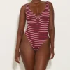 Hunza G V Neck-Celine Swim With Tonal Hoops -