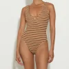 Hunza G V Neck-Celine Swim With Tonal Hoops -