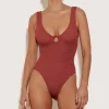 Hunza G V Neck-Celine Swim With Tonal Hoops -