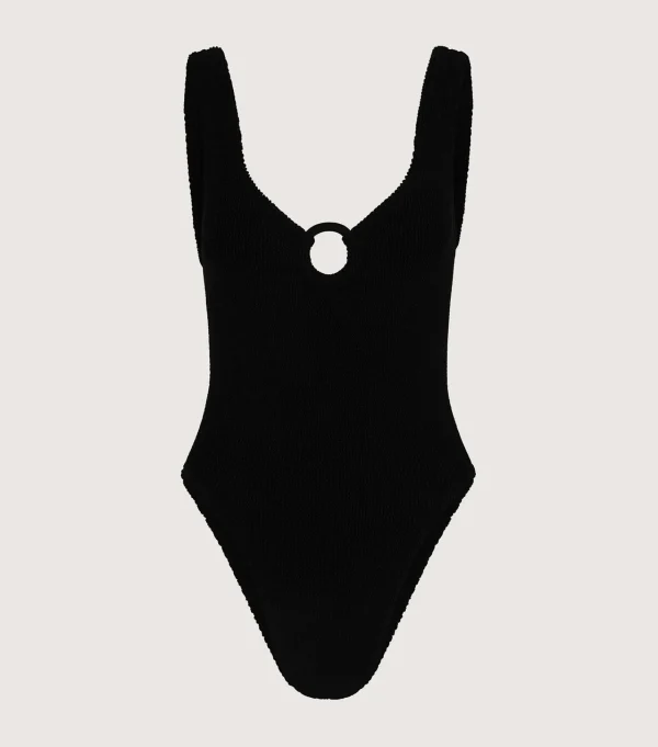Hunza G V Neck-Celine Swim With Tonal Hoops -
