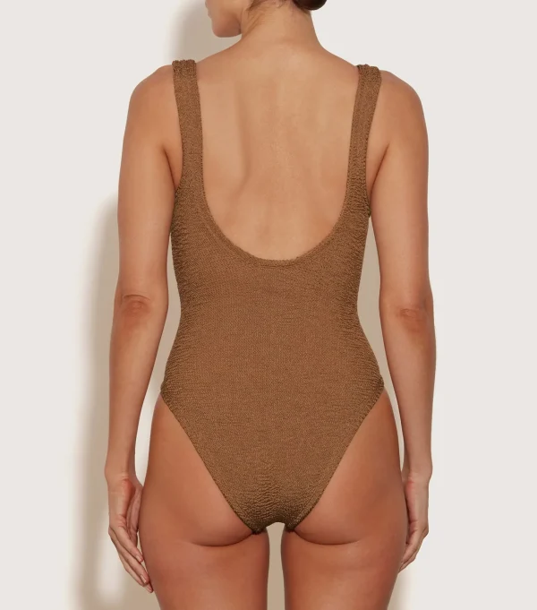 Hunza G V Neck-Celine Swim With Tonal Hoops -