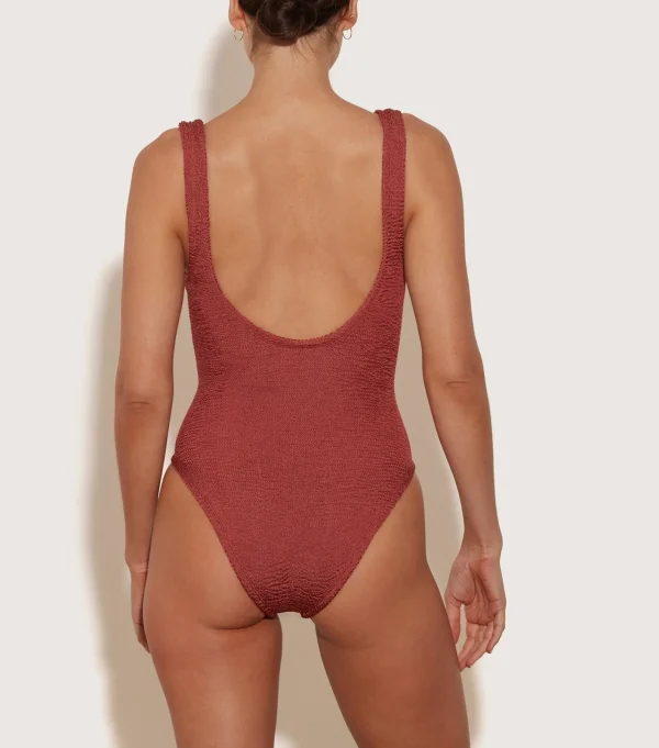 Hunza G V Neck-Celine Swim With Tonal Hoops -