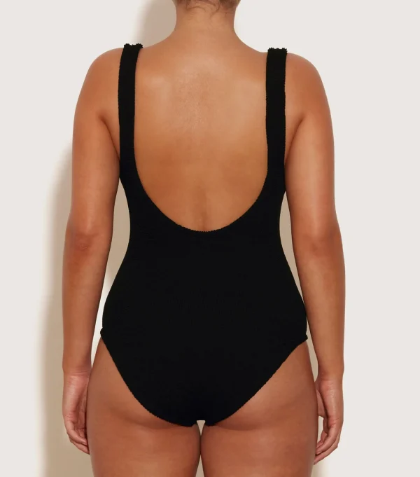 Hunza G V Neck-Coverage Celine Swim With Tonal Hoops -