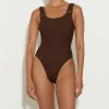 Hunza G Scoop Neck-Domino Swim With Tonal Hoops -