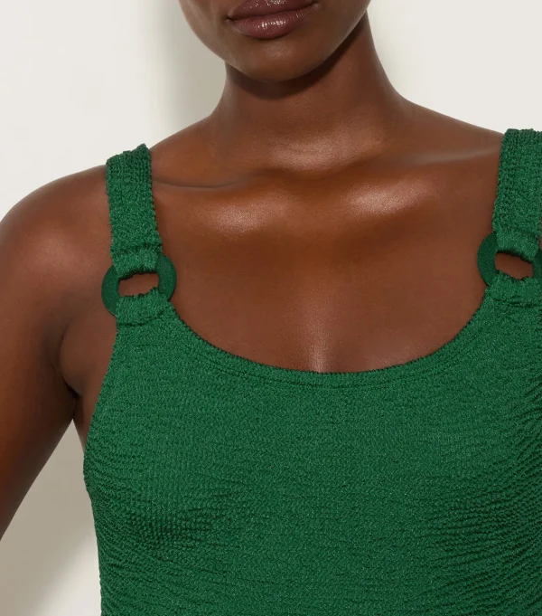 Hunza G Scoop Neck-Domino Swim With Tonal Hoops -