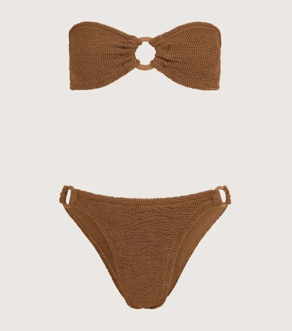 Hunza G Bikini Sets | Bandeau-Gloria Bikini With Tonal Hoops -