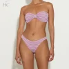 Hunza G Bikini Sets | Bandeau- X Helena Christensen Jean Stripe Bikini -