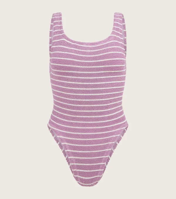 Hunza G Square Neck- X Helena Christensen Square Neck Stripe Swim -