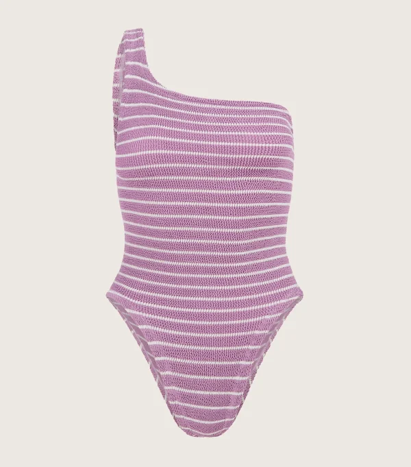 Hunza G One Shoulder- X Helena Christensen Nancy Stripe Swim-