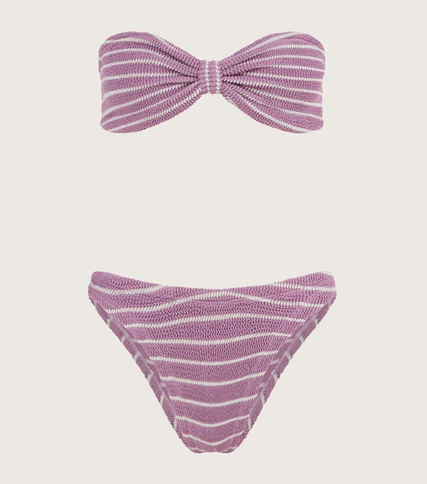 Hunza G Bikini Sets | Bandeau- X Helena Christensen Jean Stripe Bikini -