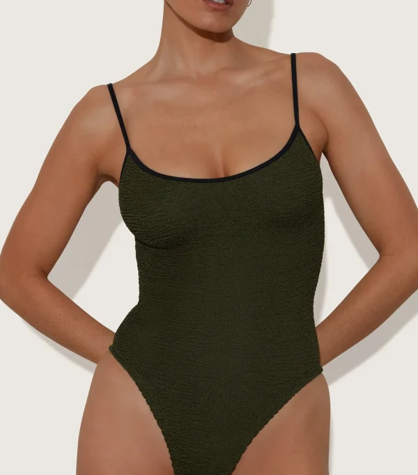 Hunza G Scoop Neck-Pamela Swim Contrast -
