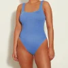 Hunza G Square Neck-Square Neck Swim - Blue